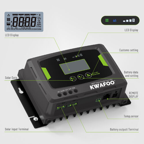 Het laatste nieuws van het bedrijf over Betrouwbaar Makkelijk te begrijpen KWAFOO 20A 12V 24V RV Marine MPPT Solar Charge controller